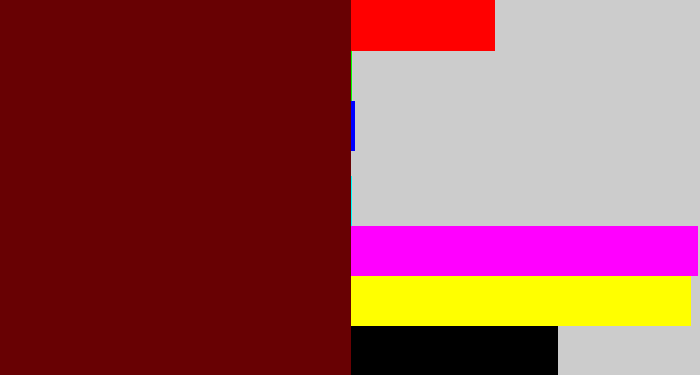 Hex color #680103 - blood