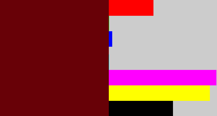 Hex color #680107 - blood