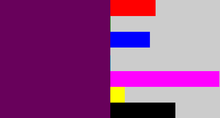 Hex color #68015b - rich purple