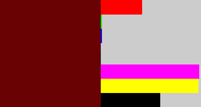 Hex color #680203 - blood