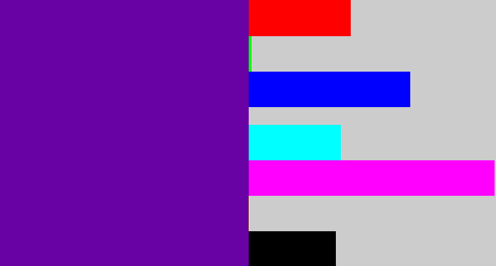 Hex color #6802a5 - purple