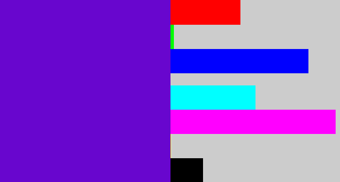 Hex color #6806ce - violet blue