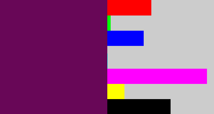 Hex color #680757 - rich purple