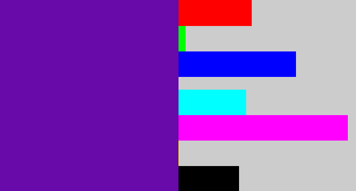 Hex color #6809a9 - purple