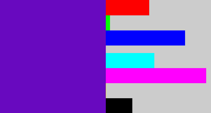 Hex color #6809c0 - violet blue