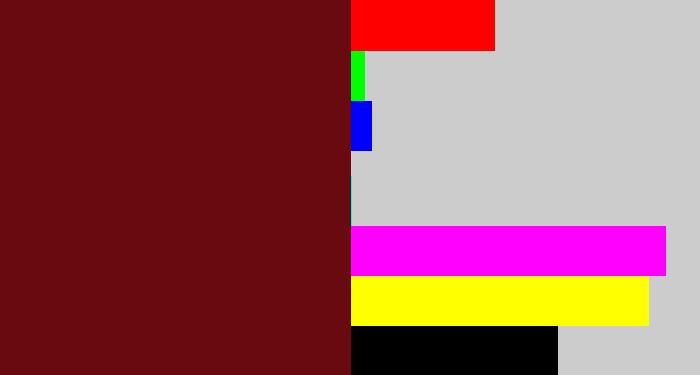 Hex color #680a10 - claret
