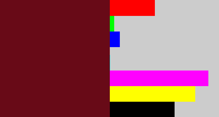Hex color #680a17 - claret