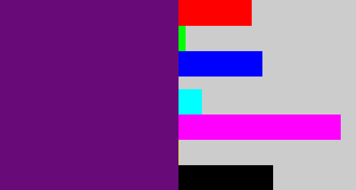 Hex color #680b78 - darkish purple