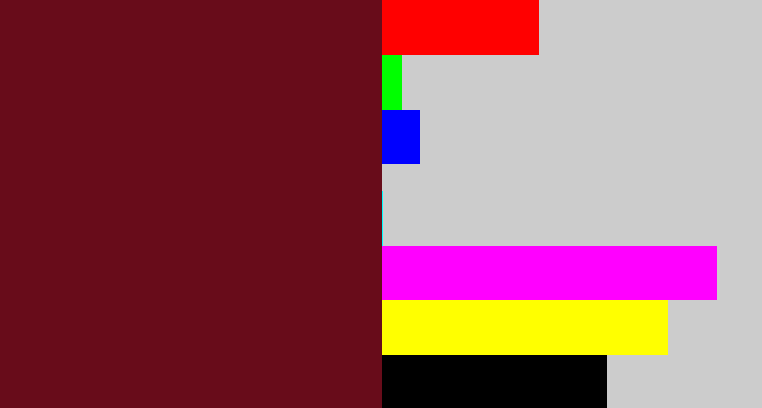 Hex color #680c1a - claret
