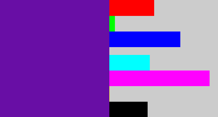 Hex color #680ea5 - purple