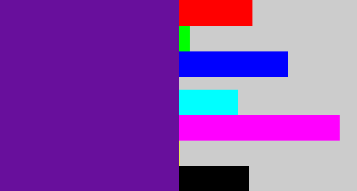 Hex color #680f9c - purple