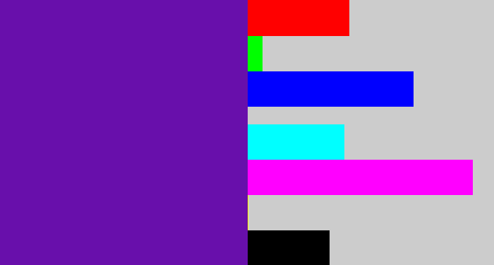 Hex color #680fab - purple