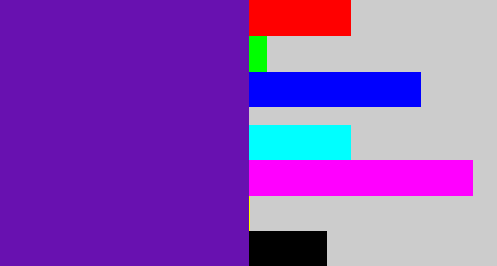 Hex color #6811b0 - purple