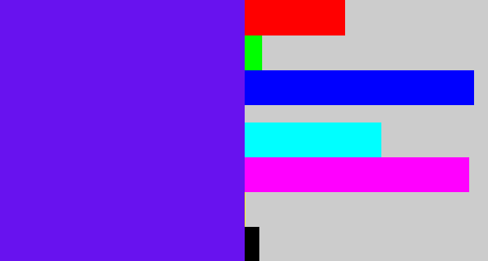 Hex color #6812ef - purply blue