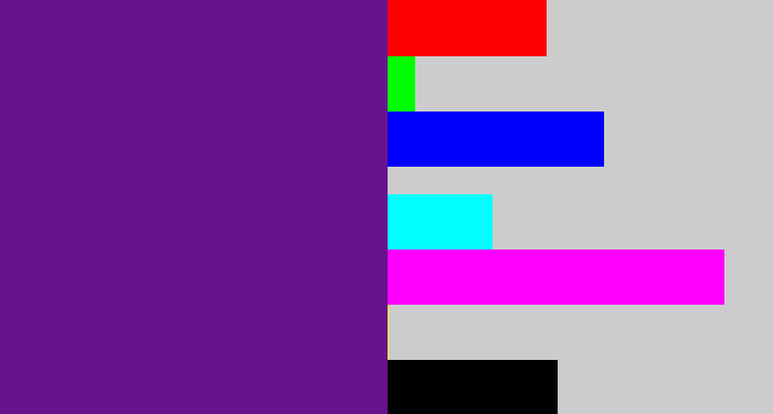 Hex color #68138e - purple
