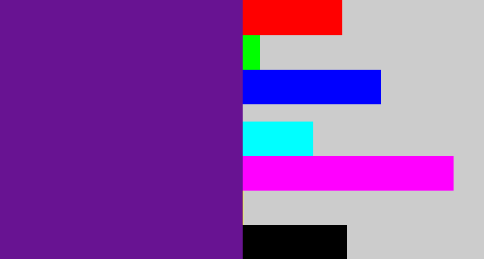 Hex color #681392 - purple