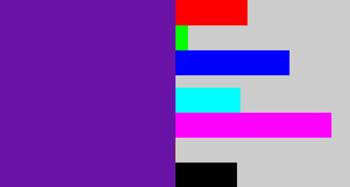 Hex color #6813a6 - purple