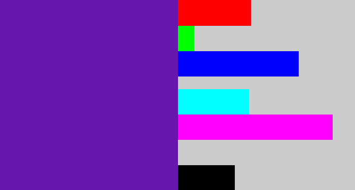 Hex color #6816ae - purple