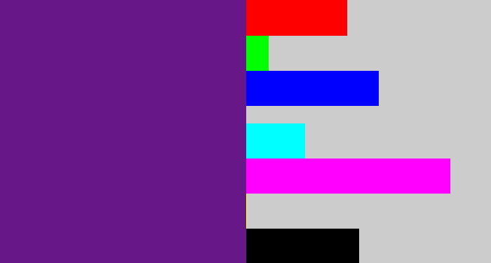 Hex color #681789 - darkish purple