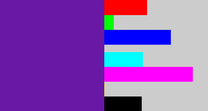 Hex color #6818a4 - purple