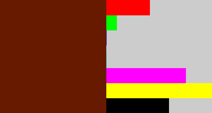 Hex color #681a00 - reddy brown