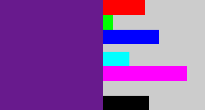 Hex color #681a8d - purple