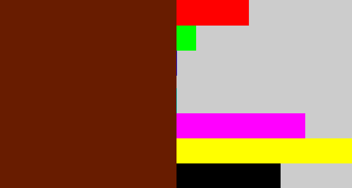 Hex color #681c00 - reddy brown