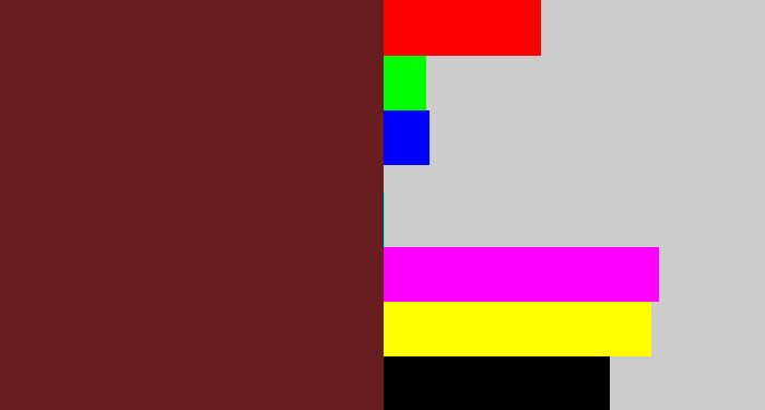 Hex color #681d1f - maroon