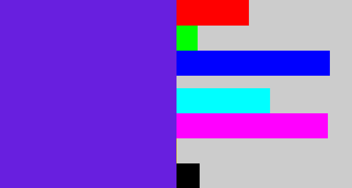 Hex color #681fdf - purply blue