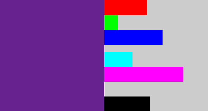 Hex color #68228f - purple