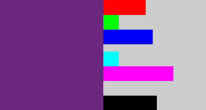 Hex color #68277b - darkish purple