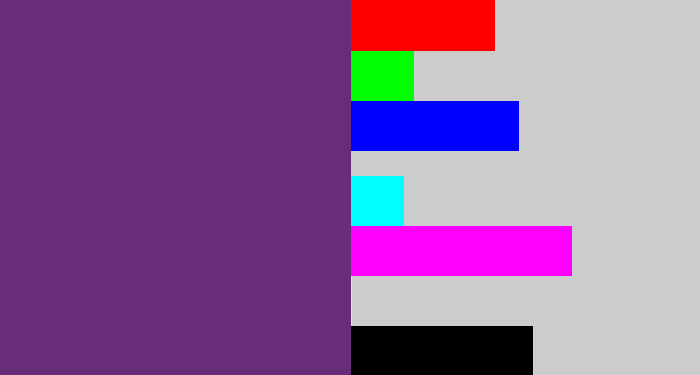 Hex color #682d7a - darkish purple