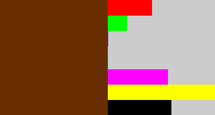 Hex color #682e00 - brown