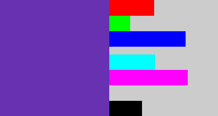Hex color #6831b2 - bluey purple