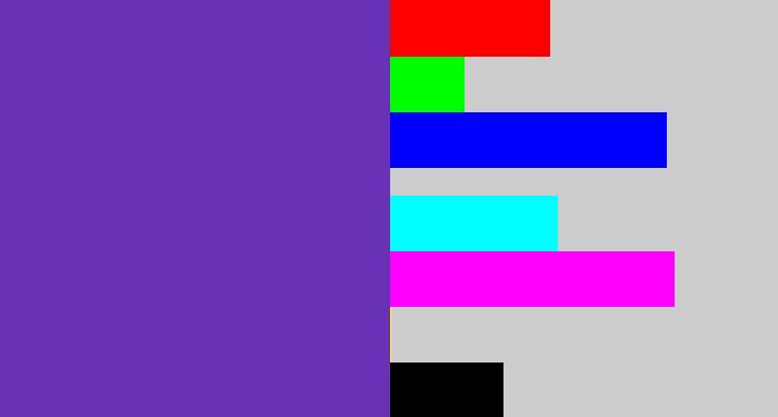 Hex color #6831b6 - bluey purple