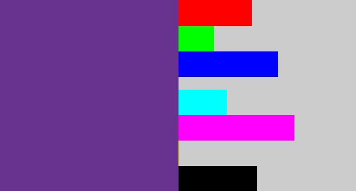 Hex color #68328f - purple
