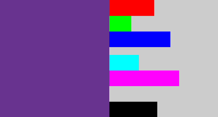 Hex color #68338f - purple