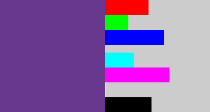 Hex color #68378e - purple