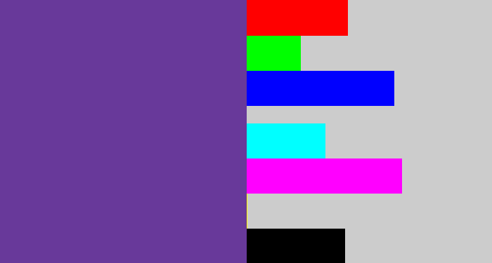 Hex color #68399a - purple