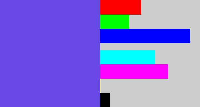 Hex color #6849e5 - purpleish blue