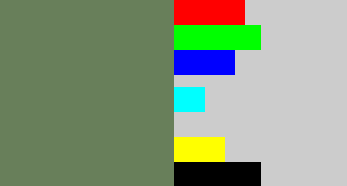 Hex color #687f5a - dark sage