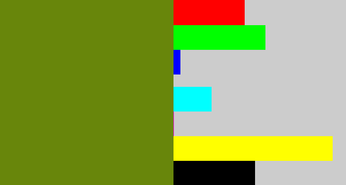 Hex color #68860b - murky green