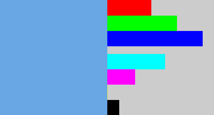 Hex color #68a7e3 - soft blue