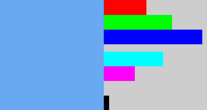 Hex color #68a8f1 - sky blue