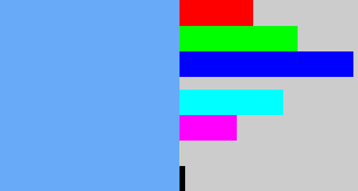 Hex color #68a9f8 - sky blue