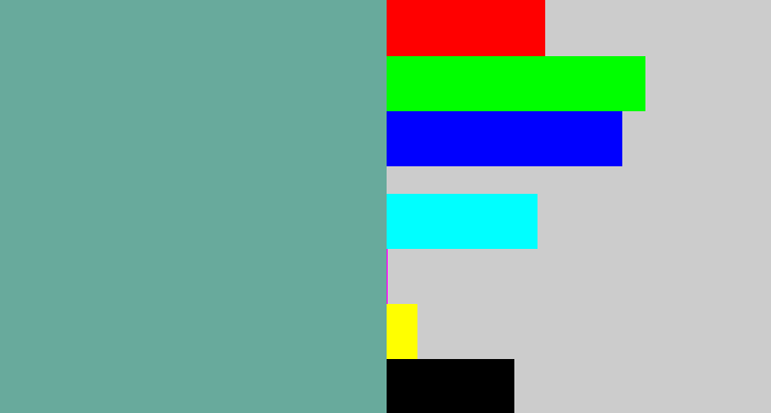 Hex color #68aa9c - greyish teal