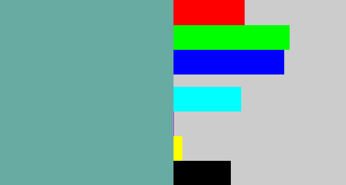 Hex color #68aba2 - greyish teal