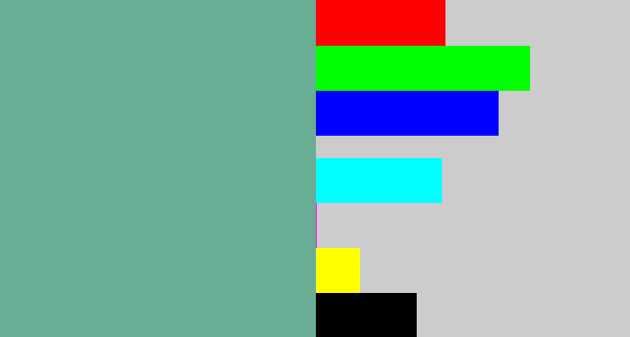 Hex color #68ad94 - greyish teal