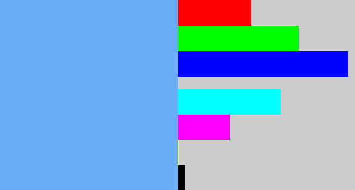 Hex color #68adf5 - sky blue