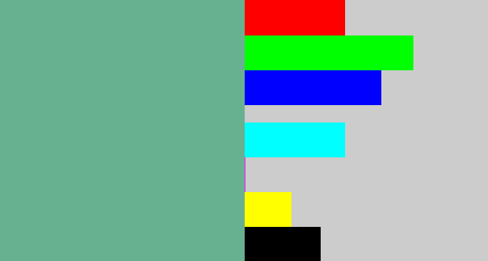 Hex color #68b190 - greyish teal